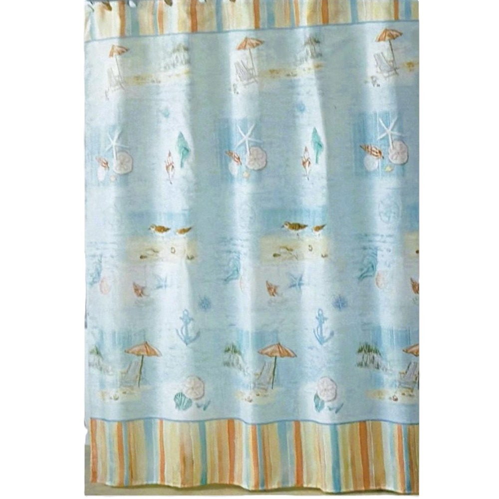 NEW Seaside Harbor Ocean Beach Seagulls Shells Umbrella Shower Curtain 70"x72"